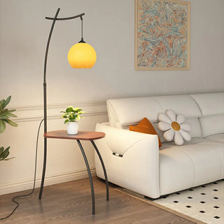 ZOWALA - Adjustable Yellow Dome Modern Floor Lamp with Shelf Image - 9