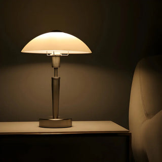 Modern White Glass Dome Table Lamp with Touch Switch Zawala Image - 5