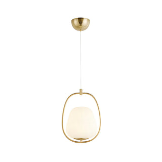 ZOWALA - Modern Golden Oval Dining Room White Glass Pendant Light Image - 6
