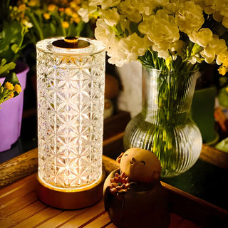Stylish Crystal Glass Cylindrical LED Table Lamp Zawala Image - 1