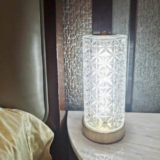 Stylish Crystal Glass Cylindrical LED Table Lamp Zawala Image - 2