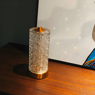 Stylish Crystal Glass Cylindrical LED Table Lamp Zawala Image - 3