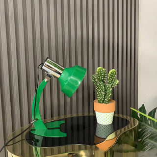 Chic Orange Cone Shade Curved Arm Metal Table Lamp Zawala Image - 1