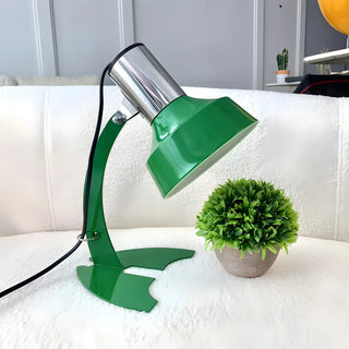 Chic Orange Cone Shade Curved Arm Metal Table Lamp Zawala Image - 2