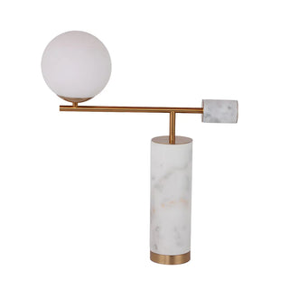 Chic Cylinder Marble Base Glass Orb Bedside Table Lamp Zawala Image - 10