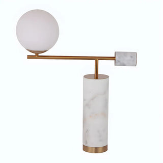 Chic Cylinder Marble Base Glass Orb Bedside Table Lamp Zawala Image - 11