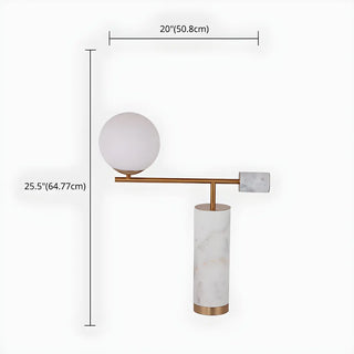 Chic Cylinder Marble Base Glass Orb Bedside Table Lamp Zawala #size