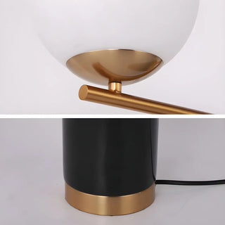 Chic Cylinder Marble Base Glass Orb Bedside Table Lamp Zawala Image - 6