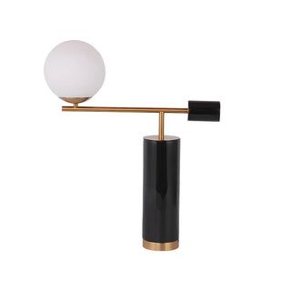 Chic Cylinder Marble Base Glass Orb Bedside Table Lamp Zawala Image - 9