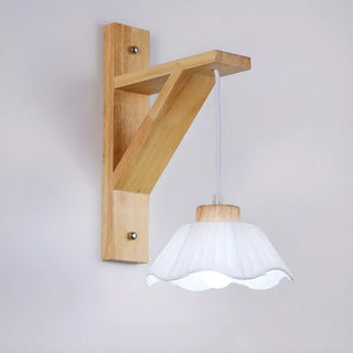 Rustic Fabric Lampshade Wood Geometric Wall Sconce Zawala Image - 10