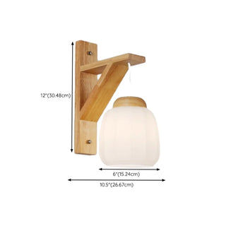 Rustic Fabric Lampshade Wood Geometric Wall Sconce Zawala Image - 17