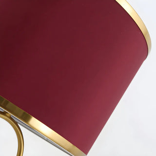 Stylish Red Fabric Drum Shade Art Metal Base Table Lamp Zawala Image - 8