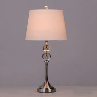 Classic Fabric Bucket Shade Crystal Decor Table Lamp Zawala Image - 2
