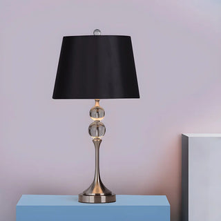 Classic Fabric Bucket Shade Crystal Decor Table Lamp Zawala Image - 3