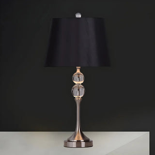 Classic Fabric Bucket Shade Crystal Decor Table Lamp Zawala Image - 4