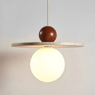 ZOWALA - Modern Stone Disc White Glass Globe Pendant Light Image - 1