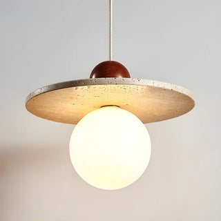 ZOWALA - Modern Stone Disc White Glass Globe Pendant Light Image - 2