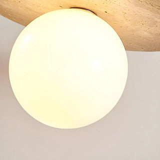 ZOWALA - Modern Stone Disc White Glass Globe Pendant Light Image - 3