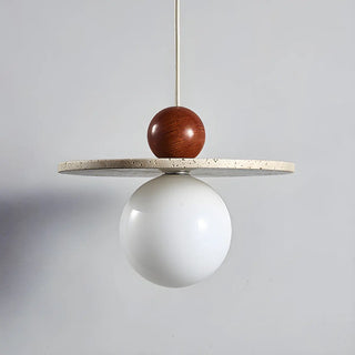 ZOWALA - Modern Stone Disc White Glass Globe Pendant Light Image - 4