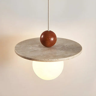 ZOWALA - Modern Stone Disc White Glass Globe Pendant Light Image - 5