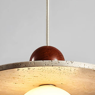 ZOWALA - Modern Stone Disc White Glass Globe Pendant Light Image - 6