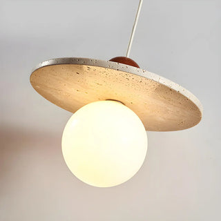 ZOWALA - Modern Stone Disc White Glass Globe Pendant Light Image - 7