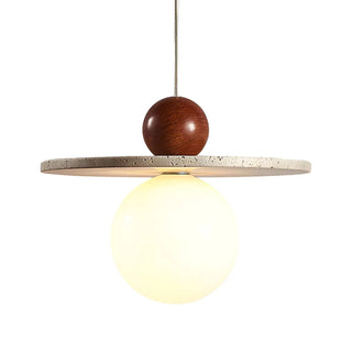ZOWALA - Modern Stone Disc White Glass Globe Pendant Light Image - 8