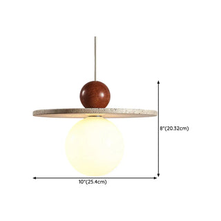 ZOWALA - Modern Stone Disc White Glass Globe Pendant Light #size