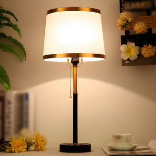 Nordic Simple Barrel Fabric Shade Metal Table Lamp Zawala Image - 1