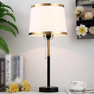 Nordic Simple Barrel Fabric Shade Metal Table Lamp Zawala Image - 2