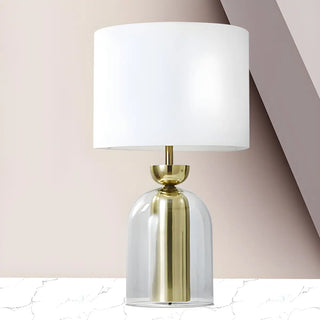 Modern White Fabric Shade Chic Glass Base Table Lamp Zawala Image - 10