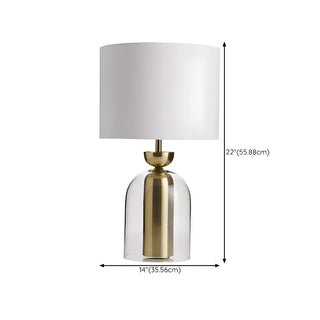Modern White Fabric Shade Chic Glass Base Table Lamp Zawala #size