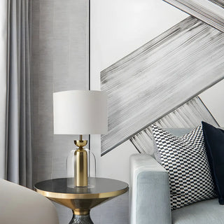 Modern White Fabric Shade Chic Glass Base Table Lamp Zawala Image - 3