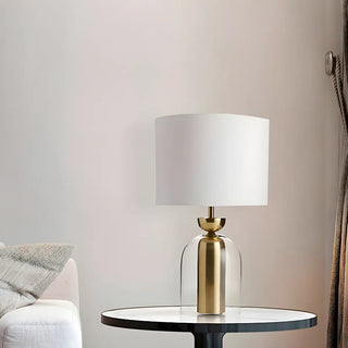 Modern White Fabric Shade Chic Glass Base Table Lamp Zawala Image - 5