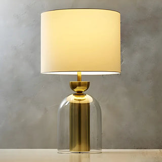 Modern White Fabric Shade Chic Glass Base Table Lamp Zawala Image - 7
