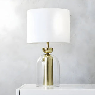 Modern White Fabric Shade Chic Glass Base Table Lamp Zawala Image - 8
