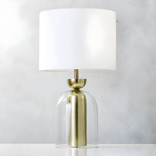 Modern White Fabric Shade Chic Glass Base Table Lamp Zawala Image - 9