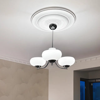 ZOWALA - White Glass Bowl Dining Room Silver Arm Chandelier Image - 1