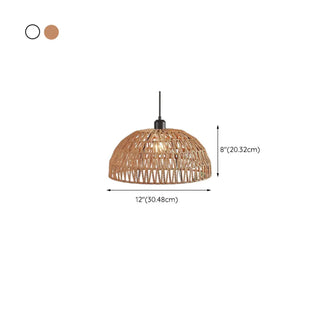 ZOWALA - Modern Natural Woven Rope Dome Pendant Light #size