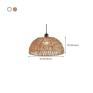 ZOWALA - Modern Natural Woven Rope Dome Pendant Light Image - 12