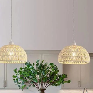 ZOWALA - Modern Natural Woven Rope Dome Pendant Light Image - 2
