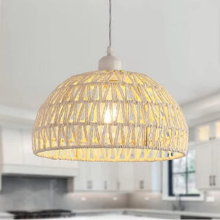 ZOWALA - Modern Natural Woven Rope Dome Pendant Light Image - 3