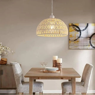 ZOWALA - Modern Natural Woven Rope Dome Pendant Light Image - 4