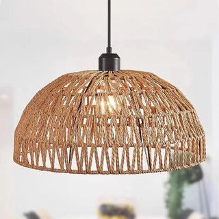 ZOWALA - Modern Natural Woven Rope Dome Pendant Light Image - 5