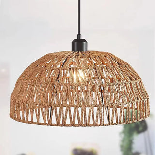 ZOWALA - Modern Natural Woven Rope Dome Pendant Light Image - 6