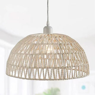 ZOWALA - Modern Natural Woven Rope Dome Pendant Light Image - 7