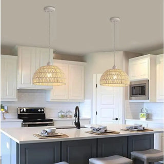 ZOWALA - Modern Natural Woven Rope Dome Pendant Light Image - 8