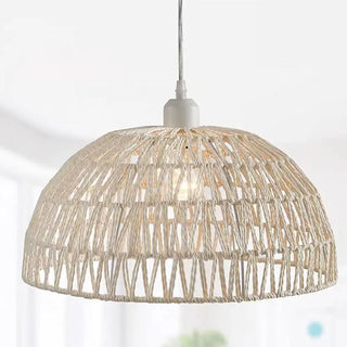 ZOWALA - Modern Natural Woven Rope Dome Pendant Light Image - 9