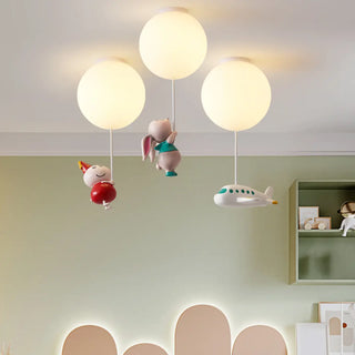 Child Room Balloon Airplane Flush Mount Ceiling Light Zawala Image - 1
