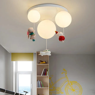 Child Room Balloon Airplane Flush Mount Ceiling Light Zawala Image - 2